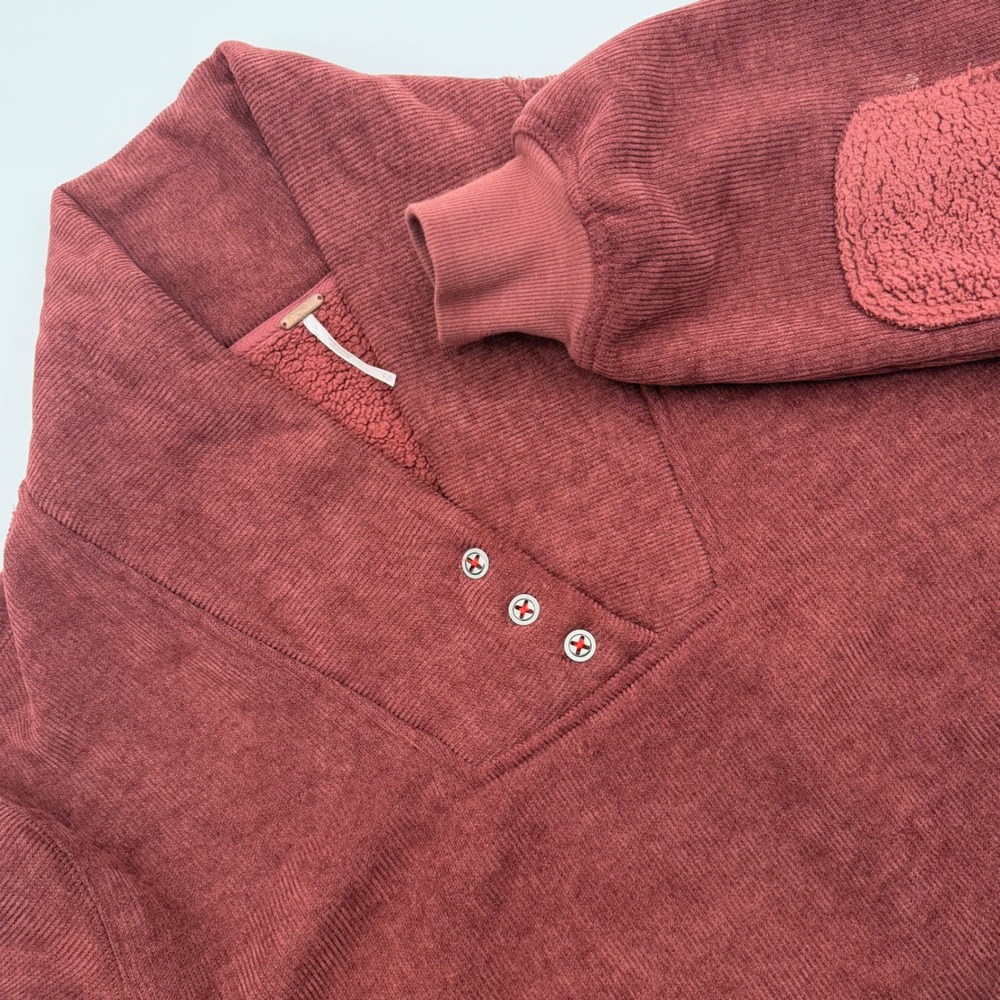 Free People Corduroy Sherpa Lined Pullover Sweatshirt Rust Terracotta  XS